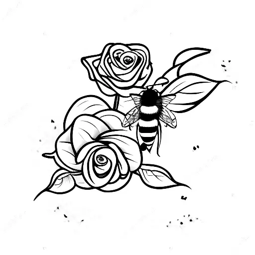princess holding a rose with a bumble bee on it tattoo design idea