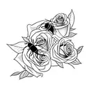 princess holding a rose with a bumble bee on it tattoo design idea
