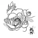 princess holding a rose with a bumble bee on it tattoo design idea