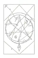 witch, rune, moon, symbol of life, hope and nature tattoo design idea