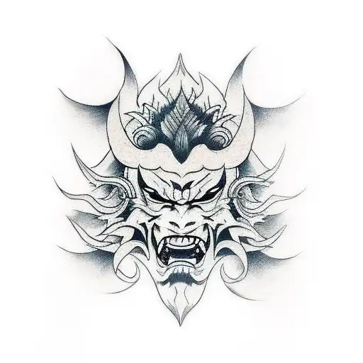 Hannya mask tattoo design idea