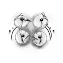 two crows facinf each other with a string of pearls in their mouths tattoo design idea