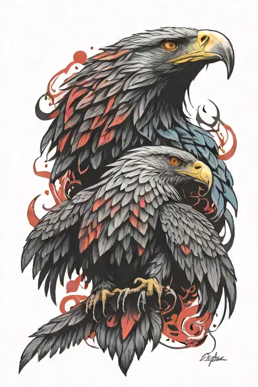 abstract albanian eagle tattoo design idea