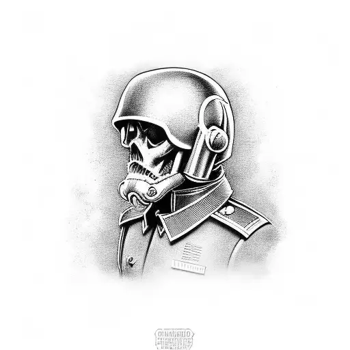 General Radahn depicted as a character from a video game in black and grey tattoo design idea