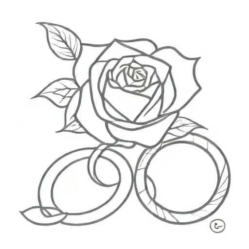 two rings and a rose intertwined tattoo design idea
