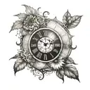 A sun setting over a clock face, symbolizing the passage of time tattoo design idea