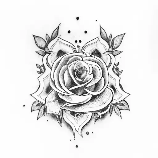 flowers and small skulls on full arm, black intense tattoo design idea