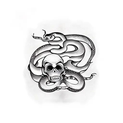 Snake and skull tattoo design idea