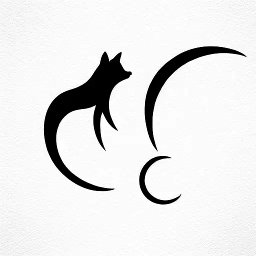 two wolfes one chasing the moon and another chasing the sun, one of the wolfes are black and the other is white tattoo design idea