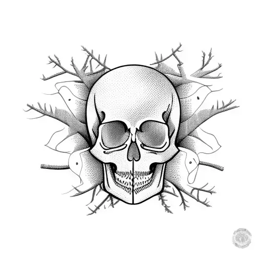 Tree with apple and skull  tattoo design idea