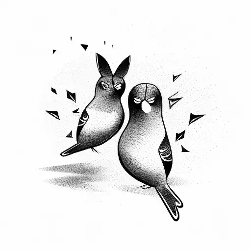 two little birds fighting tattoo design idea