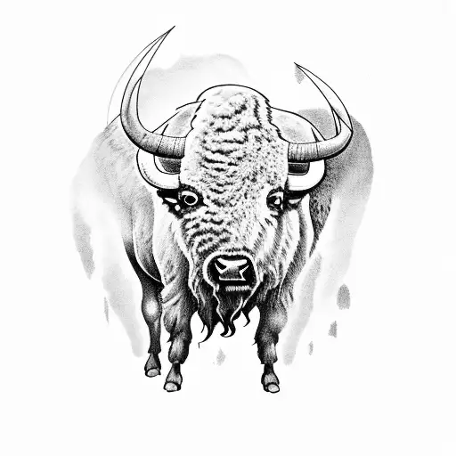 bison with Ancient Greek style tattoo design idea
