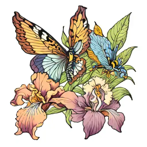 iris and carnaton tattoo design idea
