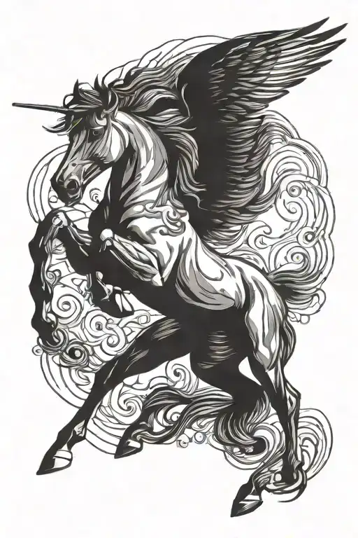 horse like pegasus galloping horse tattoo design idea
