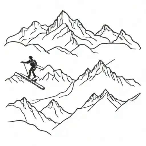 skiing on mountains tattoo design idea