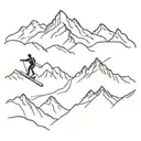 skiing on mountains tattoo design idea