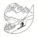 skiing on mountains tattoo design idea
