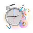 question marks and a clock at 05:55 tattoo design idea