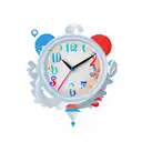 question marks and a clock at 05:55 tattoo design idea