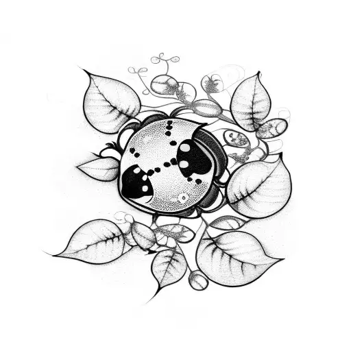 ladybug and vines tattoo design idea