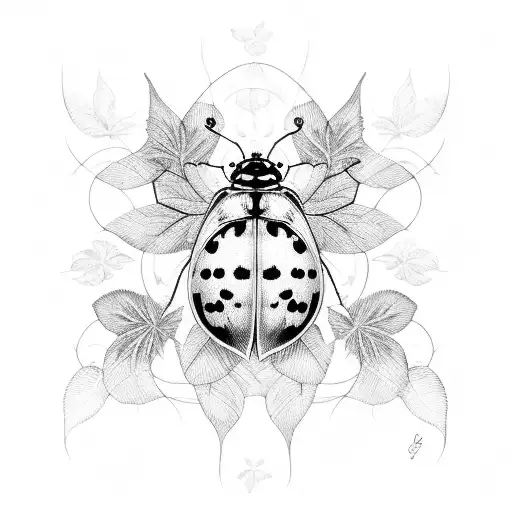 ladybug and vines tattoo design idea