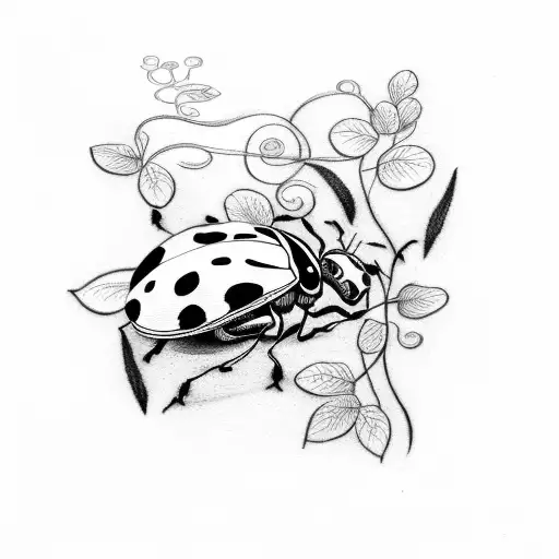 ladybug and vines tattoo design idea