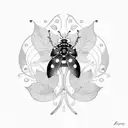 ladybug and vines tattoo design idea