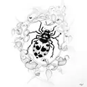 ladybug and vines tattoo design idea