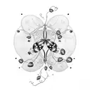 ladybug and vines tattoo design idea