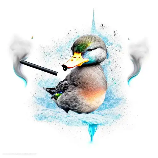 pato fumando um narguile tattoo design idea
