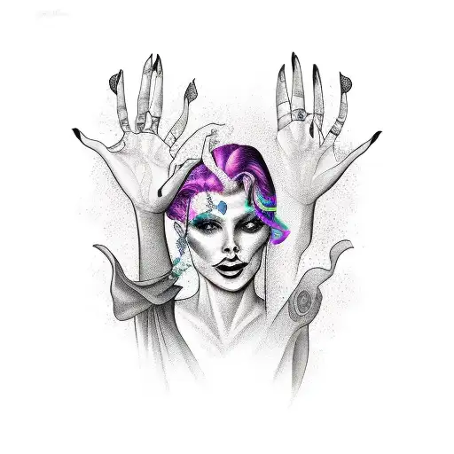 belladonna with witch hand tattoo design idea