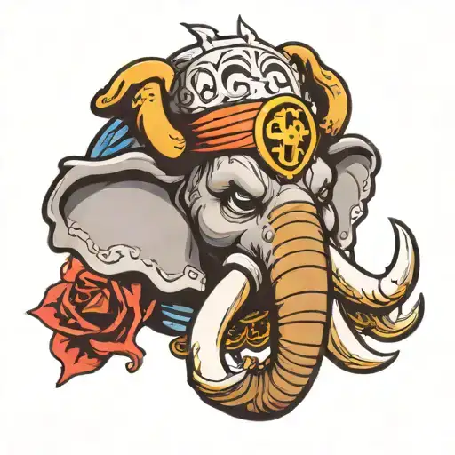 One piece whitebeard logo as an elephant head tattoo design idea