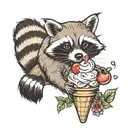 racoon and ice cream tattoo design idea