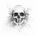 skull with three tiny skulls on the middle of the forehead left to right 2 of them are bloody the third is blackened tattoo design idea