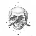 skull with three tiny skulls on the middle of the forehead left to right 2 of them are bloody the third is blackened tattoo design idea