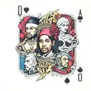 playing cards with the following individuals on the cards (one face per card)  Drake Nicki Minaj Lil Wayne tattoo design idea