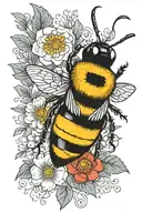 bumble bee and flower tattoo tattoo design idea