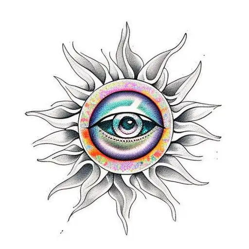 evil eye sun flower  tattoo design idea
