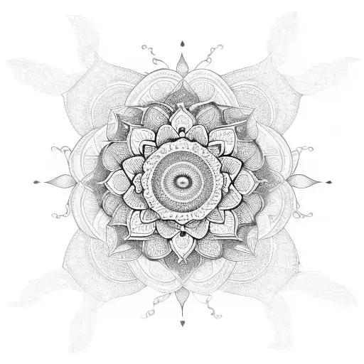 A mandala-inspired design incorporating sacred geometry and sunflower motifs tattoo design idea