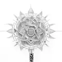 An intricate wheat stalk intertwined with geometric patterns tattoo design idea