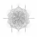 An intricate wheat stalk intertwined with geometric patterns tattoo design idea