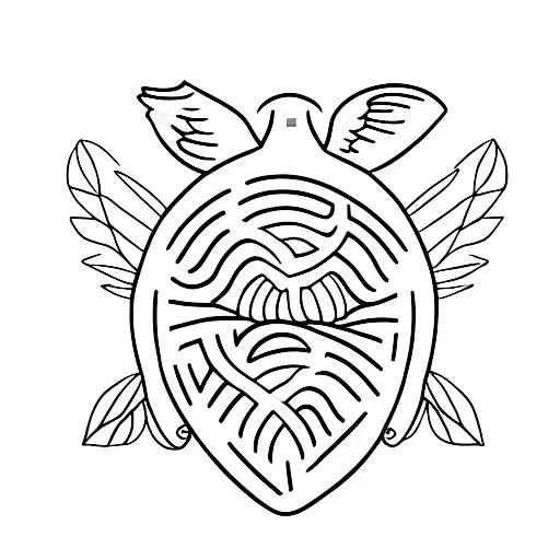 turtle dove with pocket knife and olive tree branch tattoo design idea