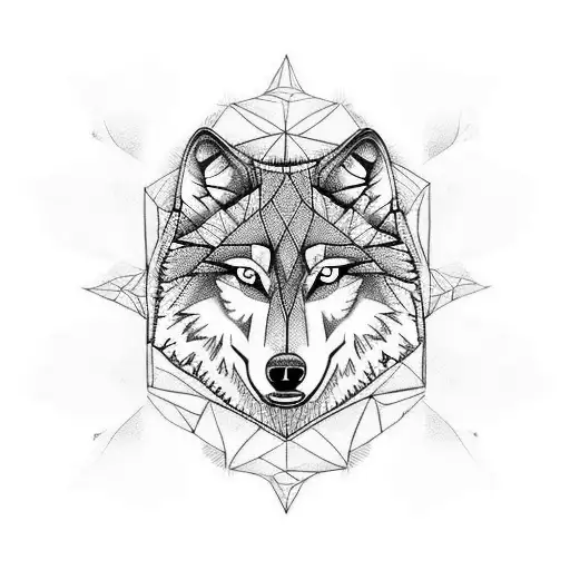wolf feathers ball baby tattoo design idea