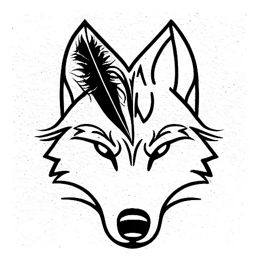 wolf feathers ball baby tattoo design idea