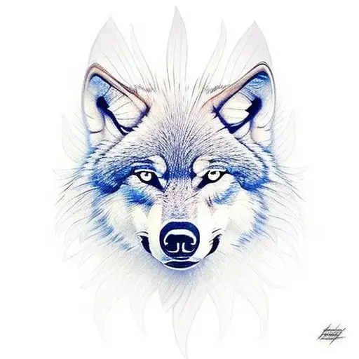 wolf feathers ball baby tattoo design idea