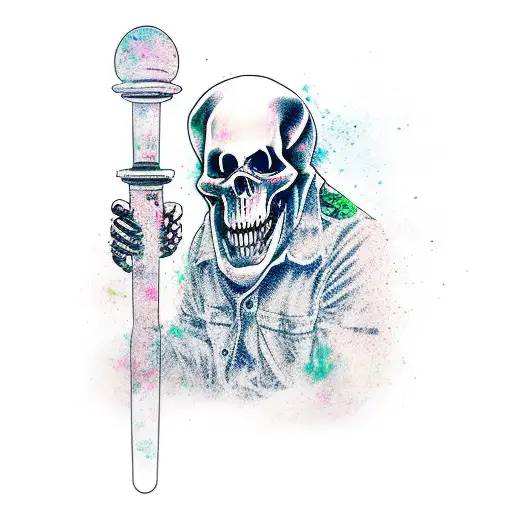 ghost with bong tattoo design idea