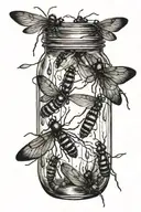 fireflies in jar filled tattoo design idea