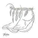 feather ankle chains wrapped  tattoo design idea