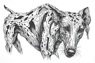 cracked brushstrokes create a Galgo tattoo design idea