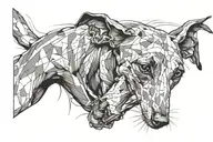 cracked brushstrokes create a Galgo tattoo design idea